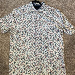 Good Man Brand - Mens Short Sleeve Button Up - White Floral - Large